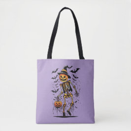 Pompoenskelet Halloween Kunst Tote Bag