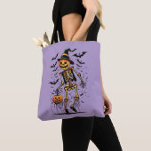 Pompoenskelet Halloween Kunst Tote Bag (Dichtbij)