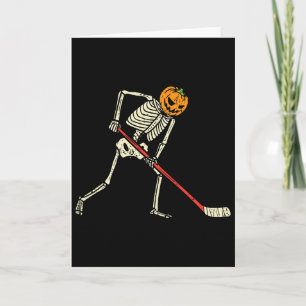 Pompoenskelet Ijshockey Grappige Halloween Sport Kaart