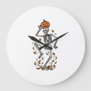 Pompoenskelethemd Vintage Dansende Botten Kunst Grote Klok