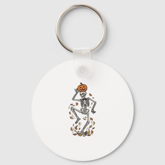 Pompoenskelethemd Vintage dansende botten kunst Sleutelhanger (Voorkant)