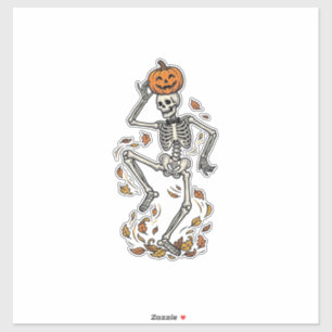 Pompoenskelethemd Vintage Dansende Botten Kunst Sticker