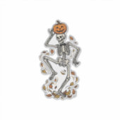Pompoenskelethemd Vintage Dansende Botten Kunst Sticker (Voorkant)