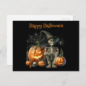 Pompoenskeletten Halloween Ansichtkaart Briefkaart (Voorkant / Achterkant)