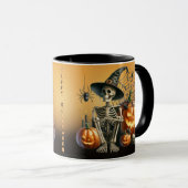 Pompoenskeletten Halloween Mok (Voorkant rechts)