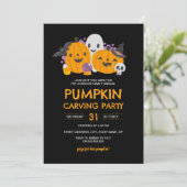Pompoensnijden Halloween Feest Kaart (Staand voorkant)