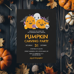Pompoensnijden Halloween Feest Kaart