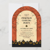 Pompoensnijden Halloween Feest Kaart (Voorkant)