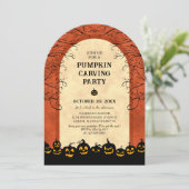Pompoensnijden Halloween Feest Kaart (Staand voorkant)