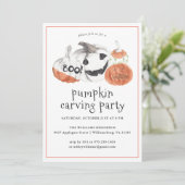 Pompoensnijden | Halloween Feest Uitnodiging (Staand voorkant)