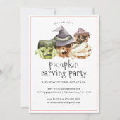 Pompoensnijden | Halloween Feest Uitnodiging (Voorkant)