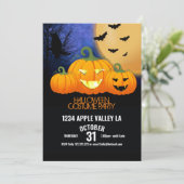 pompoensnijden halloweenfeest disco kaart (Staand voorkant)