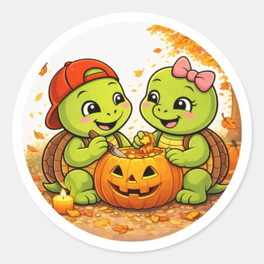 Pompoensnijden Ronde Sticker (Voorkant)
