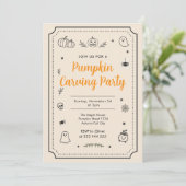 Pompoensnijfeest Halloween Doodles Kaart (Staand voorkant)