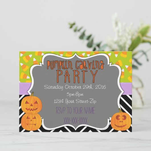 Pompoensnijfeest Kaart (Staand voorkant)