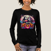 Pompoensnijwerk van spookkoppel Tri-Blend shirt (Voorkant)