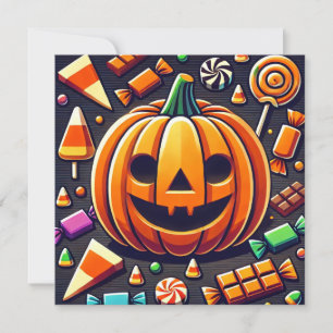 Pompoensnoepjes Zoete Halloween Feestdagenkaart