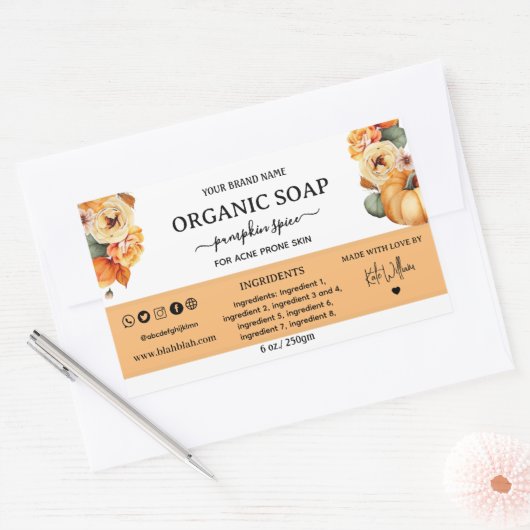 Pompoenspecerij Zelfgemaakte Zeep Label Rechthoek (Envelop)