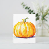 Pompoenstudie A bij Waterverven & Pen Feestdagenkaart (Staand voorkant)