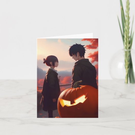Pompoenstudie - Anime - AI - E Feestdagen Kaart (Voorkant)