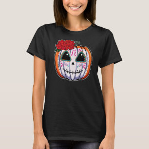 Pompoensuiker Schedel Hoofd Bloem Dode Dag Muertos T-shirt
