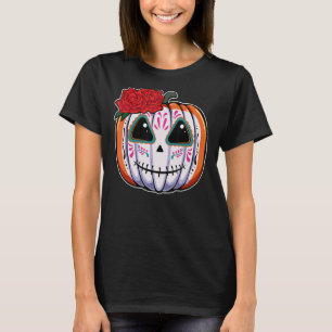 Pompoensuiker Schedel Hoofd Bloem Dode Dag Muertos T-shirt