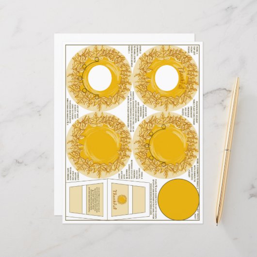 Pompoentaart Dankbaar Thanksgiving Tafel Kaart Lij (Voorkant / Achterkant in situ)