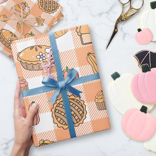 Pompoentaart Gingham Inpakpapier