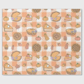 Pompoentaart Gingham Inpakpapier (Vlak)