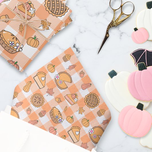 Pompoentaart Gingham Tissuepapier