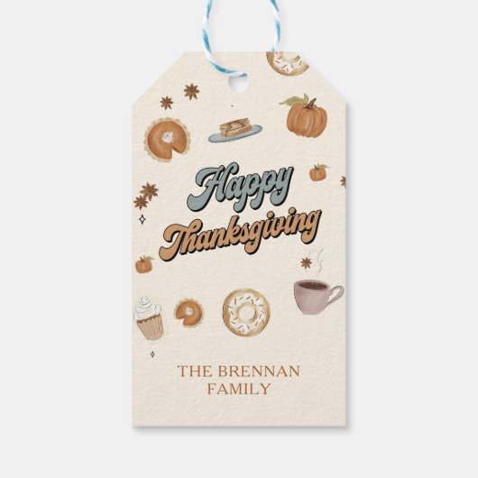 Pompoentaart Happy Thanksgiving Gift Labels Cadeaulabel (Achterkant)