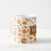 Pompoentaart Herfst Herfst Patroon Monogram Initia Koffiemok (Voorkant links)