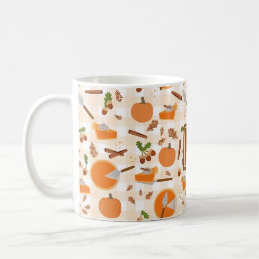 Pompoentaart Herfst Herfst Patroon Monogram Initia Koffiemok (Links)