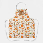 Pompoentaart Herfst Herfst Patroon Monogram Initia Schort (Voorkant)