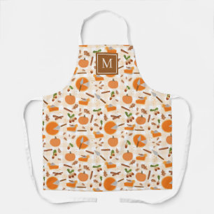 Pompoentaart Herfst Herfst Patroon Monogram Initia Schort