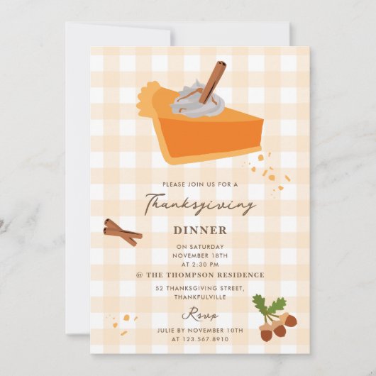 Pompoentaart Herfst Herfst Thanksgiving Uitnodigin Kaart (Voorkant)