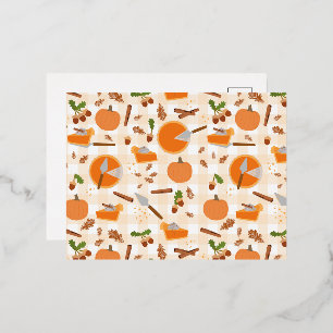 Pompoentaart Herfst Patroon Folie Feestdagen Briefkaart