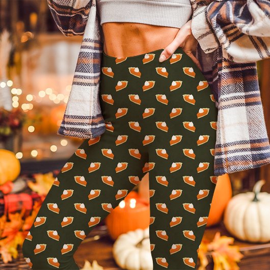 Pompoentaart Herfst Thanksgiving Groen Leggings