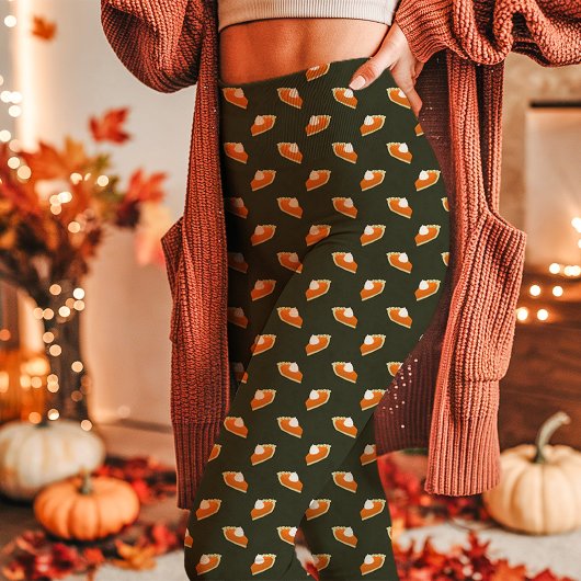Pompoentaart Herfst Thanksgiving Groen Leggings