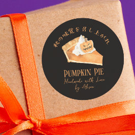 Pompoentaart Jack O Lantern Halloween Zwart Grieze Ronde Sticker