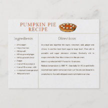 Pompoentaart Receptkaart Thanksgiving en Kerstmis