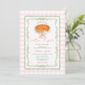 Pompoentaart Roze Gingham BABY Shower Kaart (Staand voorkant)