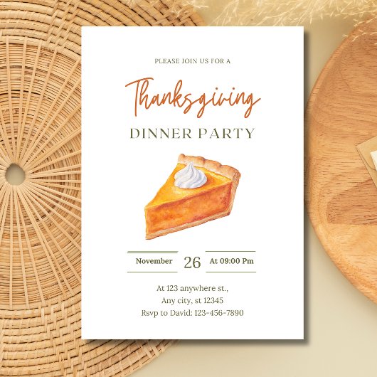 Pompoentaart Snee Thanksgiving Diner Herfstfeest Kaart