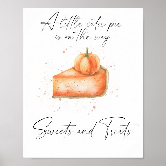 Pompoentaart - snoepjes en traktaties baby shower poster (Voorkant)