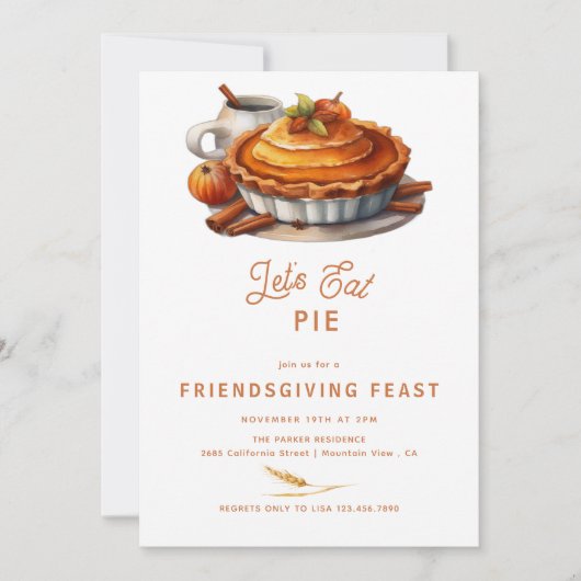 Pompoentaart | Thanksgiving Uitnodigingen (Voorkant)
