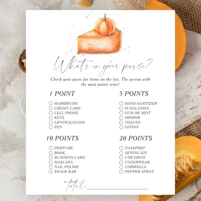 Pompoentaart - Wat zit er in je tas spel (Creator heeft geüpload)