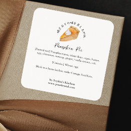 Pompoentaart Waterverf Bakkerij Ingredient Product Vierkante Sticker