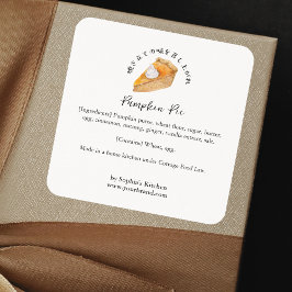 Pompoentaart Waterverf Bakkerij Ingredient Product Vierkante Sticker
