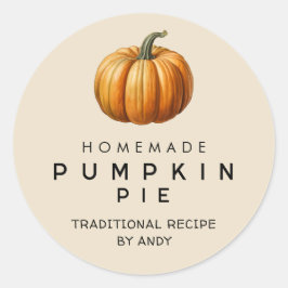 Pompoentaart zelfgemaakte recept ronde sticker
