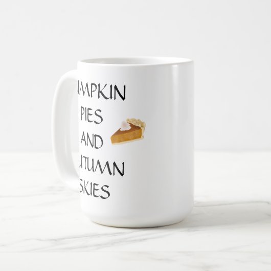 Pompoentaarten en herfsthemel koffiemok (Voorkant links)